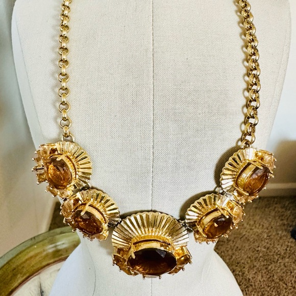 🔥 Vintage Monet Topaz Crystal Deco Necklace - Picture 5 of 17